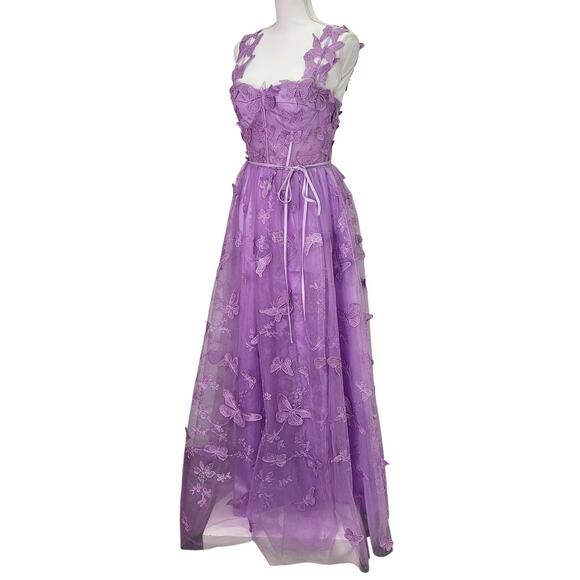 Purple Lavender Butterfly Dress Corset Back Formal Prom Wedding Bridesmaid - Picture 7 of 13